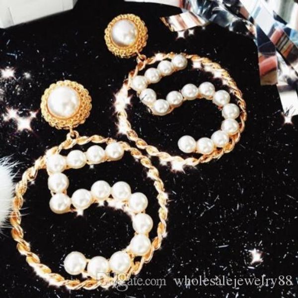 chic number 5 dangle drop earrings large circle pearl earring gold tone ear studs women wedding party jewelry gift, Gray
chic number 5 dangle drop earrings large circle pearl earring gold tone ear studs women wedding party jewelry gift, Gray