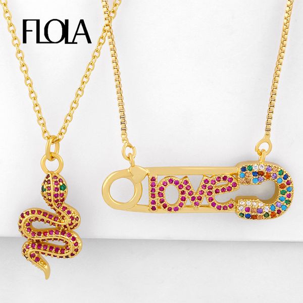 flola multicolor snake necklaces for women cz rainbow zircon love safety pin necklaces pendant letter gold filled jewelry nkeq55, Silver
flola multicolor snake necklaces for women cz rainbow zircon love safety pin necklaces pendant letter gold filled jewelry nkeq55, Silver