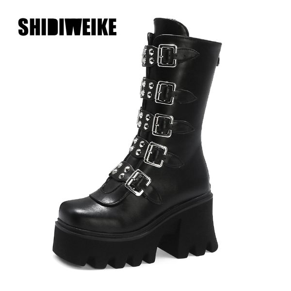 2020 winter gothic punk womens platform boots black buckle strap zipper square heel shoes mid calf combat boots v155
2020 winter gothic punk womens platform boots black buckle strap zipper square heel shoes mid calf combat boots v155