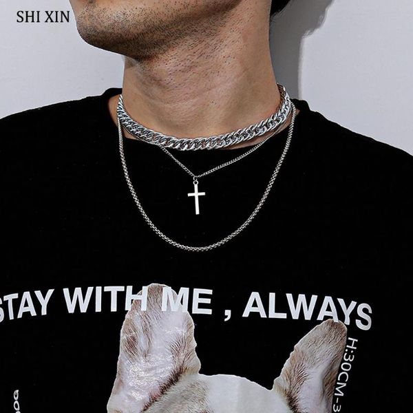 shixin 3 pcs/set hip hop chunky chain with cross pendant necklace for women/men punk layered couple choker necklaces set fashion, Silver
shixin 3 pcs/set hip hop chunky chain with cross pendant necklace for women/men punk layered couple choker necklaces set fashion, Silver
