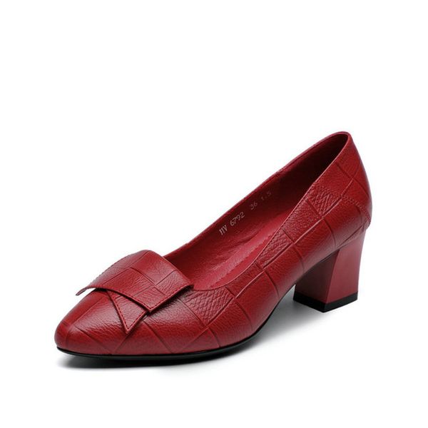 genuine leather high heel shoes women's soft leather embossed shallow mouth women's single shoes round toe mid-heel work, Black
genuine leather high heel shoes women's soft leather embossed shallow mouth women's single shoes round toe mid-heel work, Black