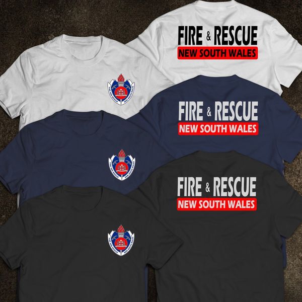 new south wales firefighter fire department rescue rare australia logo t-shirt