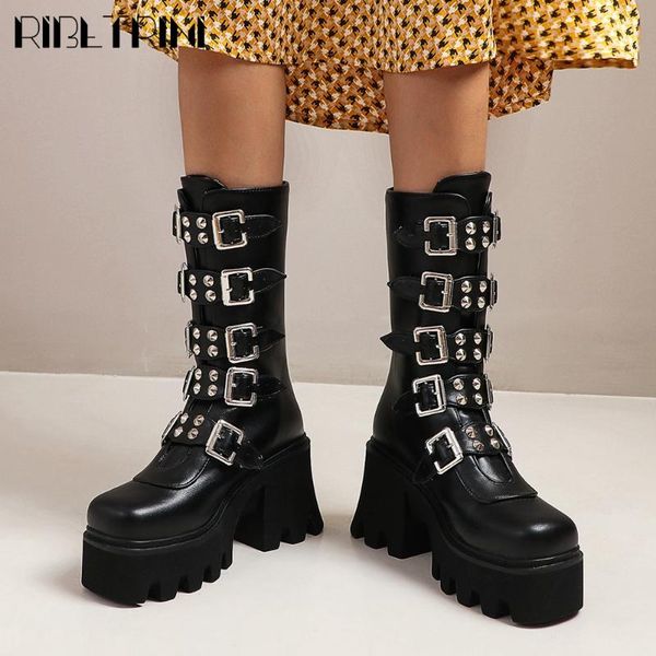 ribetrini cool girl brand designer casual shoes buckle platform chunky heel winter women boots chunky heel boots, Black
ribetrini cool girl brand designer casual shoes buckle platform chunky heel winter women boots chunky heel boots, Black