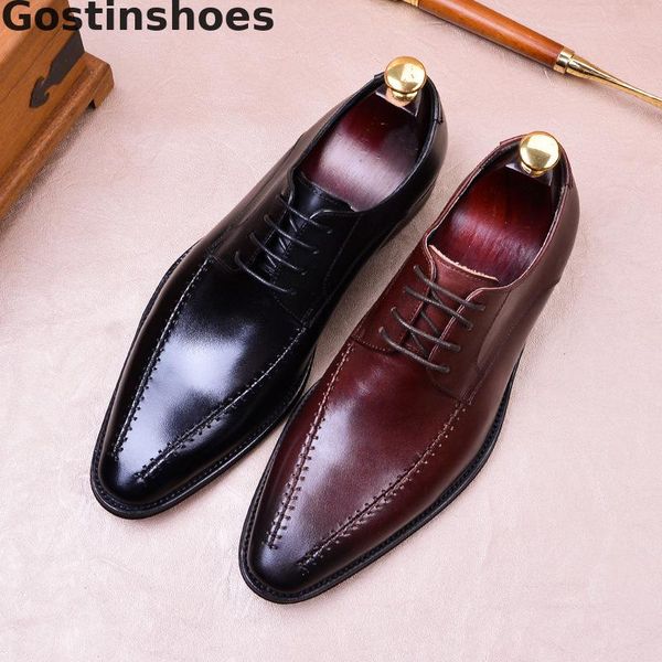men derby shoes lace-up pointed dress leather shoes for men wedding cow leather office party black brown
men derby shoes lace-up pointed dress leather shoes for men wedding cow leather office party black brown