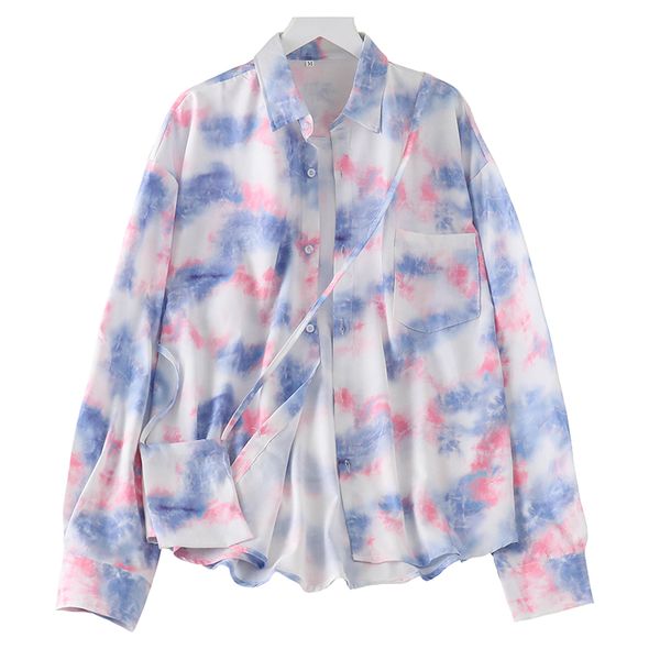 women's polos shirts tie-dyed women -collar oversize long sleeve loose single-breasted korean casual top, White
women's polos shirts tie-dyed women -collar oversize long sleeve loose single-breasted korean casual top, White