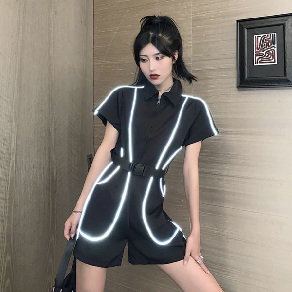 #1555 summer black bodysuit women with belt 3m reflective loose club bodysuit short sleeve lapel collor shirt playsuit tide, Black;white
#1555 summer black bodysuit women with belt 3m reflective loose club bodysuit short sleeve lapel collor shirt playsuit tide, Black;white