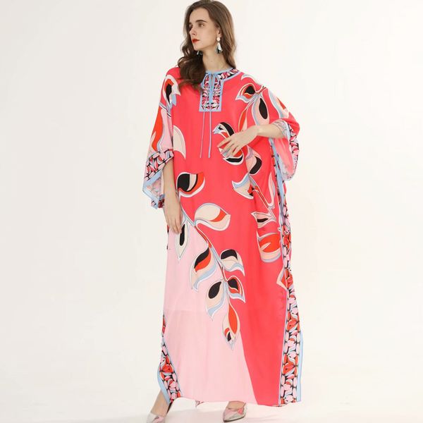 women's o neck bat-wing sleeves floral printed loose design elegant maxi long casual dresses robes, Black
women's o neck bat-wing sleeves floral printed loose design elegant maxi long casual dresses robes, Black
