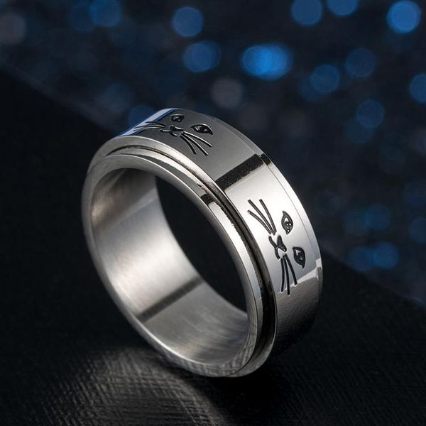 2020 selling rotatable cat pattern titanium steel ring cute charm fashion jewelry wholesale, Silver
2020 selling rotatable cat pattern titanium steel ring cute charm fashion jewelry wholesale, Silver