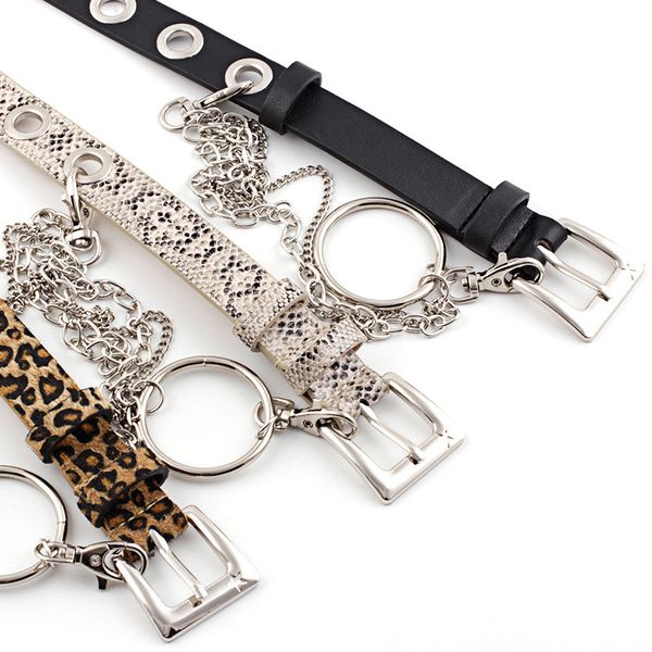 women punk style leopard print snake corns belt ring chain air eye belt print single row hole eyelet chain decorative waistband, Black;brown
women punk style leopard print snake corns belt ring chain air eye belt print single row hole eyelet chain decorative waistband, Black;brown