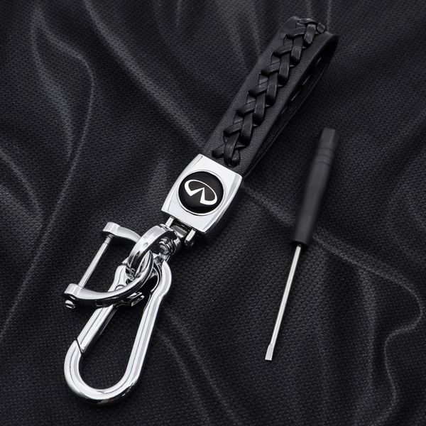 car accessories 3d metal leather braided rope brand logo key chain key ring for infiniti- q50 q60 q70 qx30 qx50 qx60 qx80 esq, Silver
car accessories 3d metal leather braided rope brand logo key chain key ring for infiniti- q50 q60 q70 qx30 qx50 qx60 qx80 esq, Silver