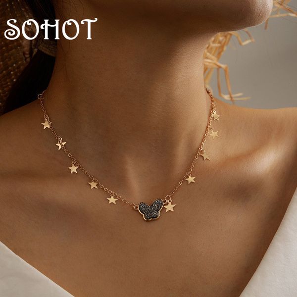 chokers so european tassel star chic butterfly pendant women choker necklace for female girl birthday jewelry clavicle chain, Golden;silver
chokers so european tassel star chic butterfly pendant women choker necklace for female girl birthday jewelry clavicle chain, Golden;silver