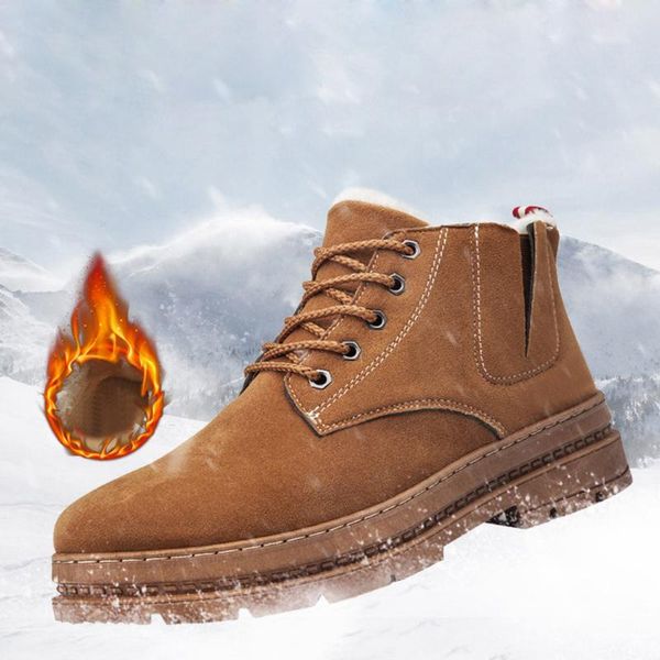 fashion men's winter ankle boots plus velvet plush waterproof non-slip safety shoes british casual cotton england style boots, Black
fashion men's winter ankle boots plus velvet plush waterproof non-slip safety shoes british casual cotton england style boots, Black