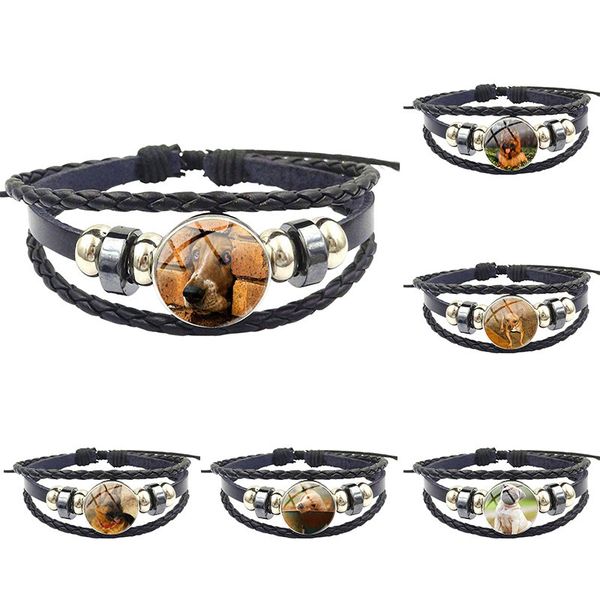 charm bracelets lover dog vintage antique glass cabochon statement black leather bracelet bangle jewelry for women men party, Golden;silver
charm bracelets lover dog vintage antique glass cabochon statement black leather bracelet bangle jewelry for women men party, Golden;silver