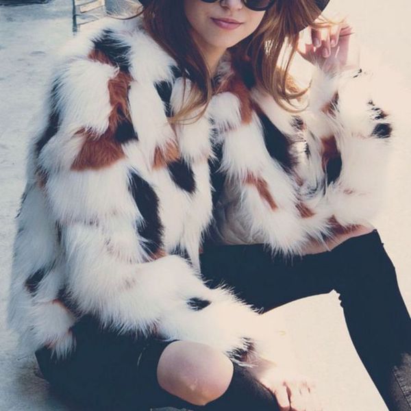 women's warm long-sleeved faux fur coat white plush coat elegant fashion female autumn and winter, Black
women's warm long-sleeved faux fur coat white plush coat elegant fashion female autumn and winter, Black