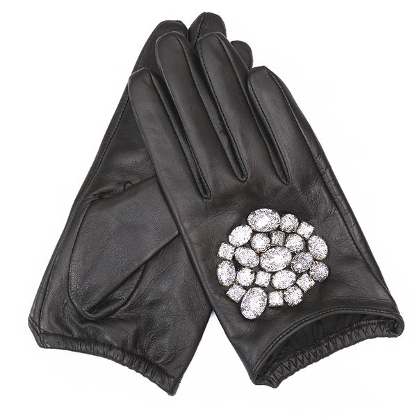 fall and winter genuine leather gloves for women black real goatskin finger gloves designer fashion rhinestones warm mittens new, Blue;gray 
fall and winter genuine leather gloves for women black real goatskin finger gloves designer fashion rhinestones warm mittens new, Blue;gray