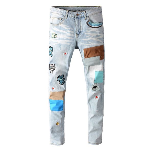 mens embroidery distressed jeans fashion patchwork slim fit washed motocycle denim pants panelled hip hop biker trousers pn639, Blue
mens embroidery distressed jeans fashion patchwork slim fit washed motocycle denim pants panelled hip hop biker trousers pn639, Blue