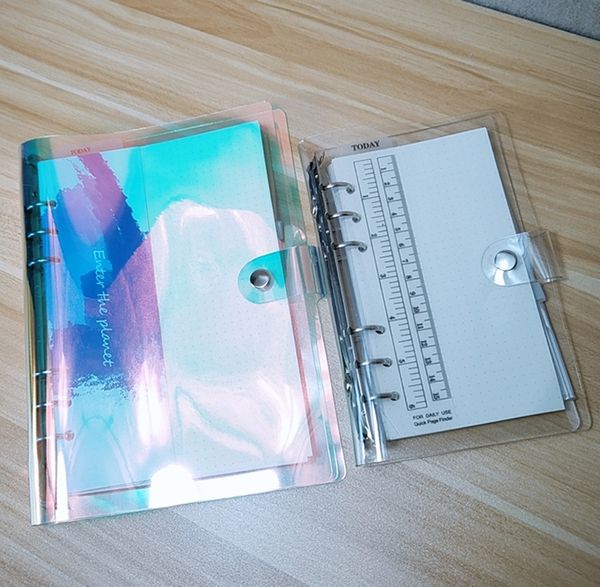 2020 New Laser Transparent Pvc Loose-leaf Notebook Transparent And Laser For A6 Colorful Diary Set Travel Simple Handbook A10