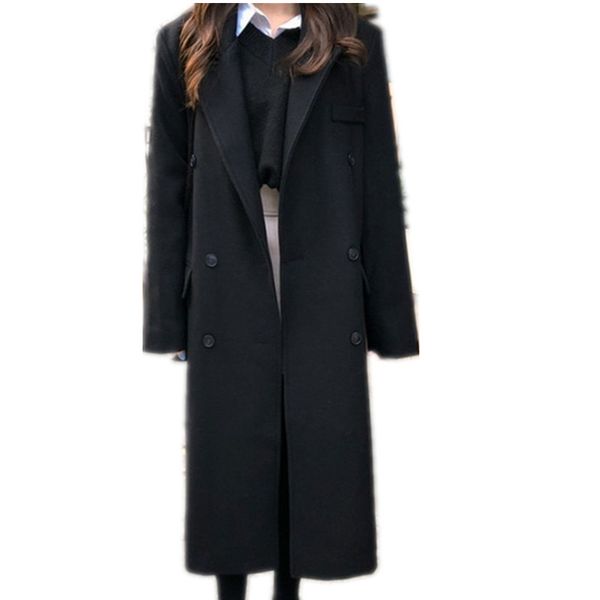 women's wool & blends plus size 2xlautumn winter fashion double breasted woolen coat women long thick, Black
women's wool & blends plus size 2xlautumn winter fashion double breasted woolen coat women long thick, Black
