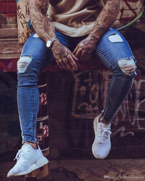 holes ripped jeans biker slim fit zipper jean distressed pants pants for men hip hop rock, Blue
holes ripped jeans biker slim fit zipper jean distressed pants pants for men hip hop rock, Blue