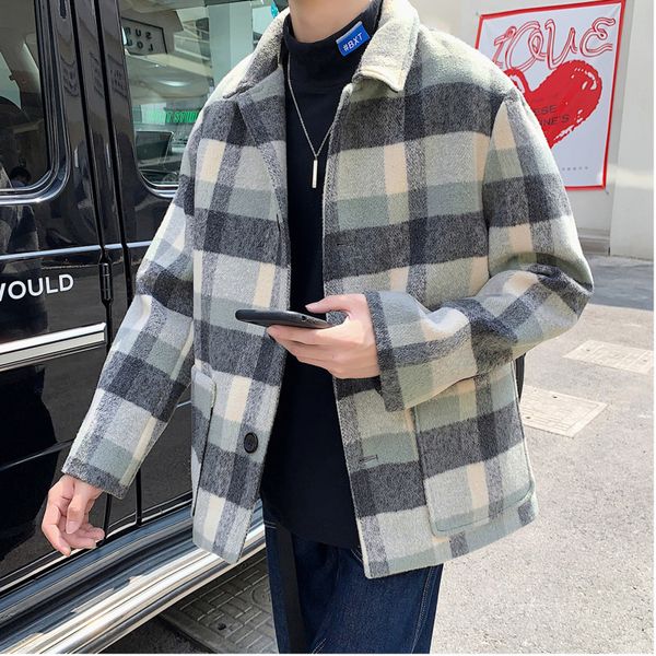 the new lapel for autumn and winter is casual and stylish, the baggy korean plaid single-breasted preppy coat for men hombre, Black
the new lapel for autumn and winter is casual and stylish, the baggy korean plaid single-breasted preppy coat for men hombre, Black