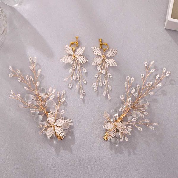 3 pcs gold crystal two pcs hair clips and earrings sets pearls for women jewelry bridal wedding hair accessories, Golden;silver
3 pcs gold crystal two pcs hair clips and earrings sets pearls for women jewelry bridal wedding hair accessories, Golden;silver