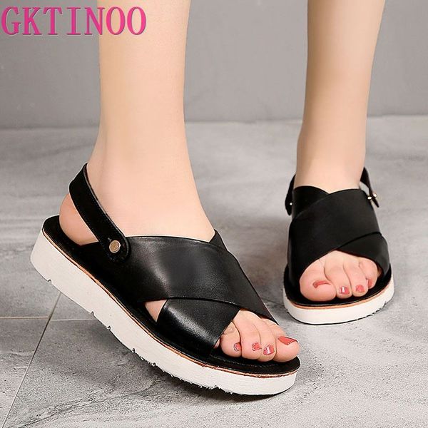 gktinoo 2020 новый натуральная кожа женщины сандалии лето open toe обувь женская slingback вскользь плоские сандалии тапочки женщин, Black 
gktinoo 2020 новый натуральная кожа женщины сандалии лето open toe обувь женская slingback вскользь плоские сандалии тапочки женщин, Black