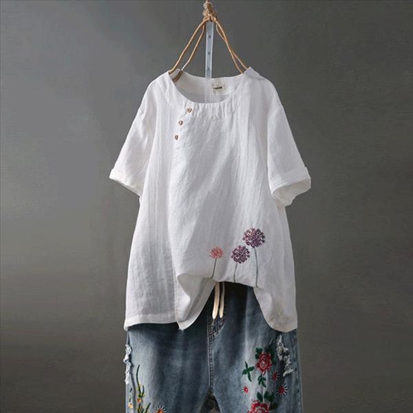 feminine blouse shirt cotton and linen plus size embroidery o neck button casual blouse blusas mujer de moda 2020 chemise, White
feminine blouse shirt cotton and linen plus size embroidery o neck button casual blouse blusas mujer de moda 2020 chemise, White