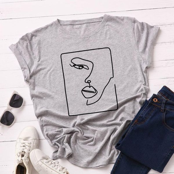 women's t-shirt loose casual women cotton t shirts summer short sleeve oversized abstract face line tshirt plus size lady s-5xl, White
women's t-shirt loose casual women cotton t shirts summer short sleeve oversized abstract face line tshirt plus size lady s-5xl, White