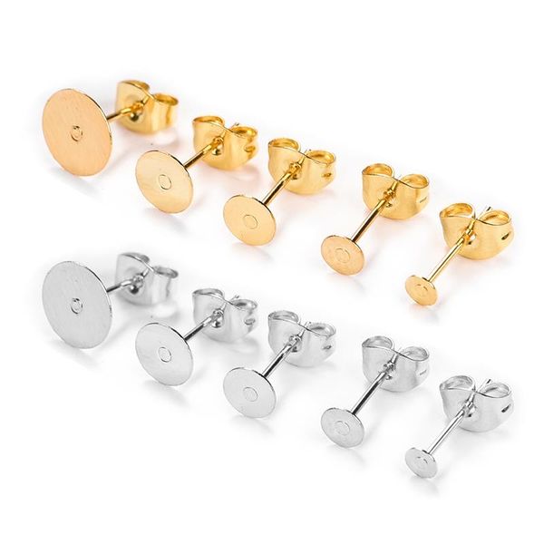50pcs 3/4/5/6/8mm stainless steel stud earrings base settings blank ear pins with earring plug diy jewelry making 
50pcs 3/4/5/6/8mm stainless steel stud earrings base settings blank ear pins with earring plug diy jewelry making