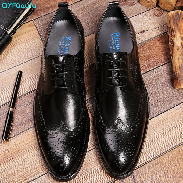 qyfcioufu genuine leather formal brogue shoes mens dress shoes breathable lace-up oxford wedding, Black
qyfcioufu genuine leather formal brogue shoes mens dress shoes breathable lace-up oxford wedding, Black
