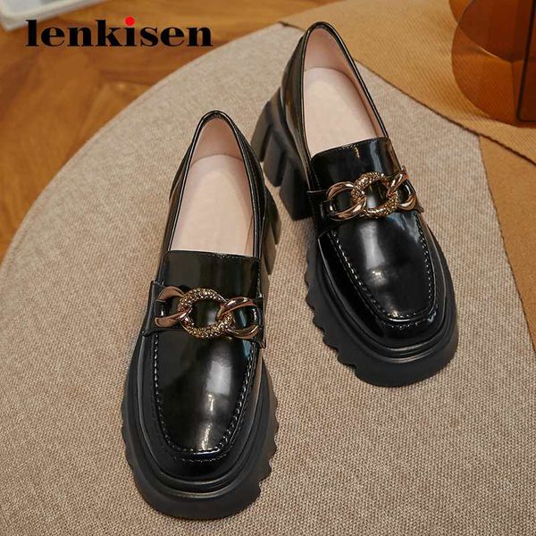 lenkisen preppy style genuine leather chain decorations fashion round toe med heels slip on elegant lady basic women pumps l19, Black
lenkisen preppy style genuine leather chain decorations fashion round toe med heels slip on elegant lady basic women pumps l19, Black