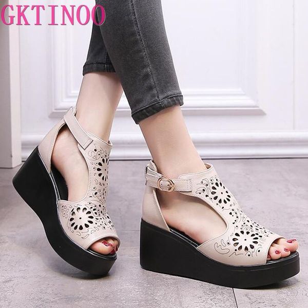 gktinoo 2020 summer new wedges heels thick sole platform women shoes genuine leather buckle casual women sandals, Black
gktinoo 2020 summer new wedges heels thick sole platform women shoes genuine leather buckle casual women sandals, Black