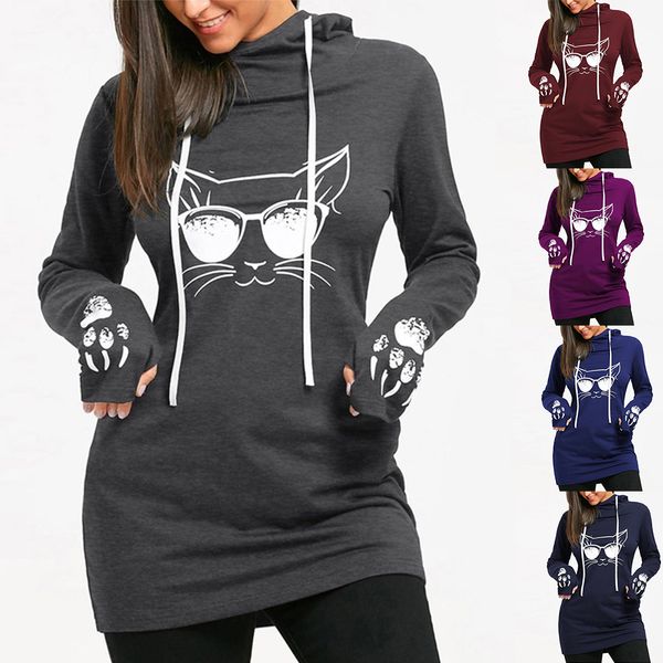 wipalo 2019 autumn cat print women casual hoodies women's jumper long sleeve drawstring pullovers mid style solid plus size 5xl, Black
wipalo 2019 autumn cat print women casual hoodies women's jumper long sleeve drawstring pullovers mid style solid plus size 5xl, Black