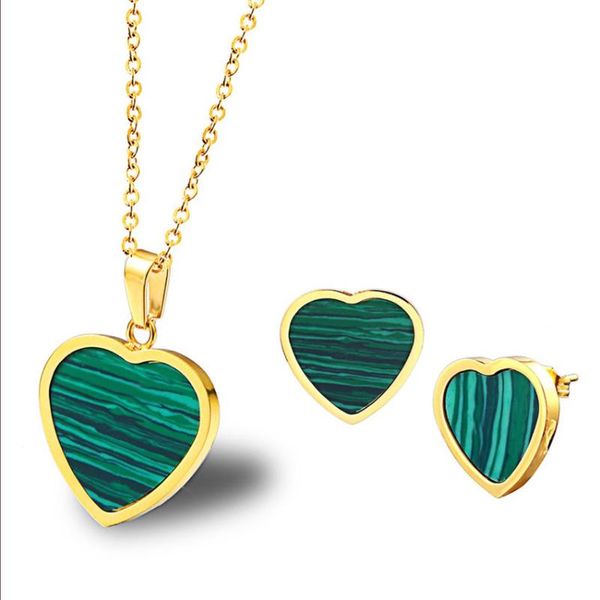fyjs unique light yellow gold color love heart malachite stone pendant necklace stud earrings romantic jewelry sets, Silver
fyjs unique light yellow gold color love heart malachite stone pendant necklace stud earrings romantic jewelry sets, Silver