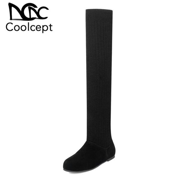 coolcept women over knee boots daily flats comfortable long boots round toe fashion stretch footwear size 30-44, Black
coolcept women over knee boots daily flats comfortable long boots round toe fashion stretch footwear size 30-44, Black