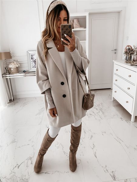 clothing designer color neck sleeve winter womens outerwear solid breasted 3/4 ol lapel style coats autumn casual female single jtiou, Black
clothing designer color neck sleeve winter womens outerwear solid breasted 3/4 ol lapel style coats autumn casual female single jtiou, Black