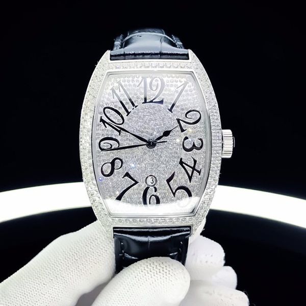 iced out watch 46mm mens watches full diamond wrist watches mechanical automatic movement wristwatches orologio di lusso wine barrel case, Slivery;brown
iced out watch 46mm mens watches full diamond wrist watches mechanical automatic movement wristwatches orologio di lusso wine barrel case, Slivery;brown