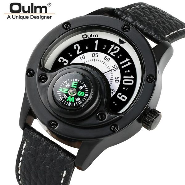 oulm brand compass function fashion men watch unique watch dial black genuine leather strap male quartz timepiece reloj, Slivery;brown
oulm brand compass function fashion men watch unique watch dial black genuine leather strap male quartz timepiece reloj, Slivery;brown