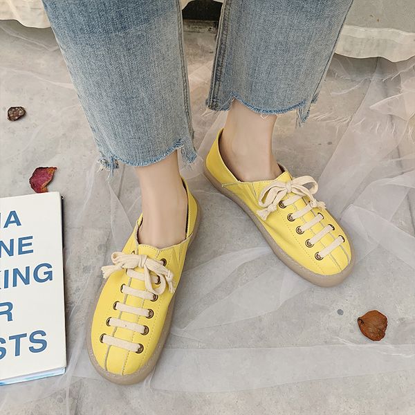 loafers shoes women designer yellow lace up flats trendy loafers girls casual breathable shoes ladies walking, Black