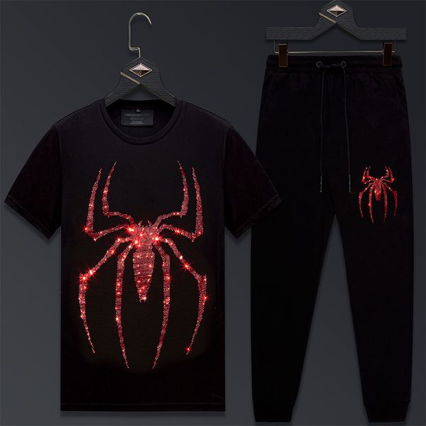 2020 dad summer suit spider rhinestone t-shirt men's ice silk cropped pants men's suit with handsome national fashion internet cel, White;black
2020 dad summer suit spider rhinestone t-shirt men's ice silk cropped pants men's suit with handsome national fashion internet cel, White;black