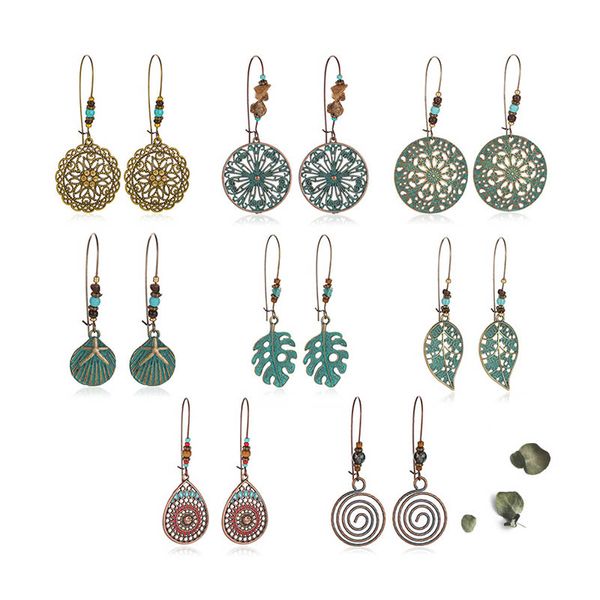 retro boho round leaf pendant earrings for women girls fashion bohemian charms dangle ear jewelry party gifts, Silver
retro boho round leaf pendant earrings for women girls fashion bohemian charms dangle ear jewelry party gifts, Silver