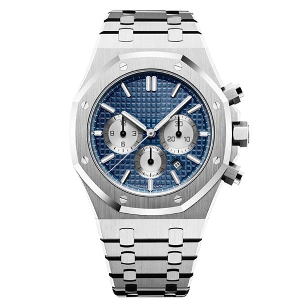 2020 mens watches japan vk chronograph movement watches full stainless steel 5atm waterproof super luminous 42mm montre de luxe, Slivery;brown