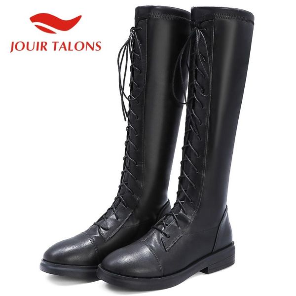 jouir talons 2020 new fashion women shoes vintage knee-high boots solid cross-tied square heels shoes, Black 
jouir talons 2020 new fashion women shoes vintage knee-high boots solid cross-tied square heels shoes, Black