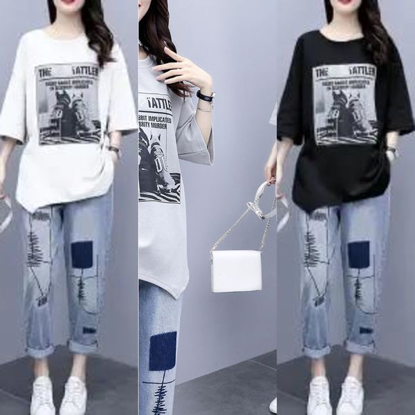 two-piece a variety of western jeans setpants suit pants suitstyle large size women's loose casual summer new korean style t-shirt jean, Gray
two-piece a variety of western jeans setpants suit pants suitstyle large size women's loose casual summer new korean style t-shirt jean, Gray