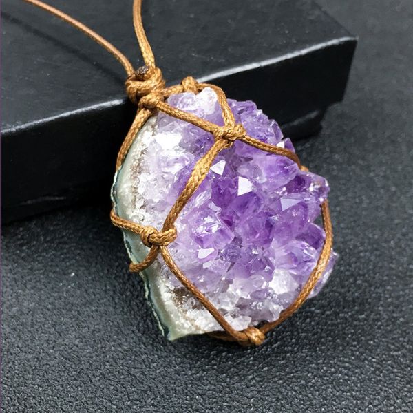 wholesale 10 pcs irregular shape natural amethyst stone pendant handmade weave rope chain necklace ethnic style jewelry, Silver
wholesale 10 pcs irregular shape natural amethyst stone pendant handmade weave rope chain necklace ethnic style jewelry, Silver