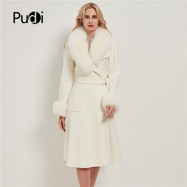 pudi women real fox fur coat jacket female lady wool blends coats jackets long trench with fox collar cuff ct032, Black
pudi women real fox fur coat jacket female lady wool blends coats jackets long trench with fox collar cuff ct032, Black