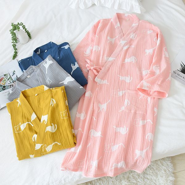 women's sleepwear kimono cotton nightgown double layer gauze bath robe summer crepe bathrobe cartoon couple long dressing gown, Black;red
women's sleepwear kimono cotton nightgown double layer gauze bath robe summer crepe bathrobe cartoon couple long dressing gown, Black;red