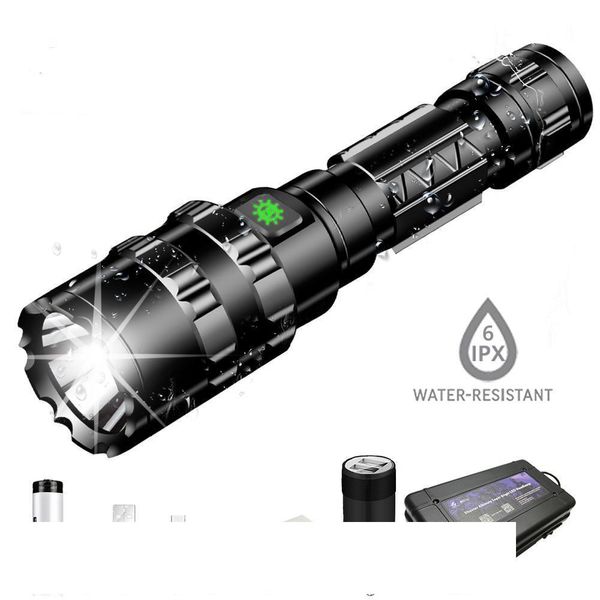 Super Bright Waterproof Led Flashlight 5 Lighting Modes Aluminum Alloy Torch Powered By 18650 Battery Suitable For Hunting, Etc