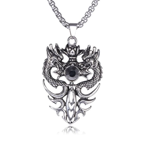 new vintage metal double dragon pendant necklaces for men animal crystal punk long necklace fashion jewelry gifts, Silver
new vintage metal double dragon pendant necklaces for men animal crystal punk long necklace fashion jewelry gifts, Silver