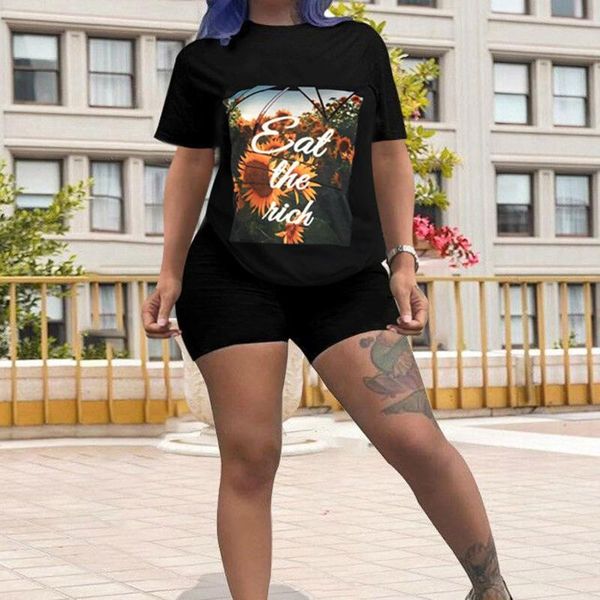 women's casual summer printed tracksuit short sleeve and shorts 2-piece set ladies home sports suit gym clothing #3, White;black
women's casual summer printed tracksuit short sleeve and shorts 2-piece set ladies home sports suit gym clothing #3, White;black